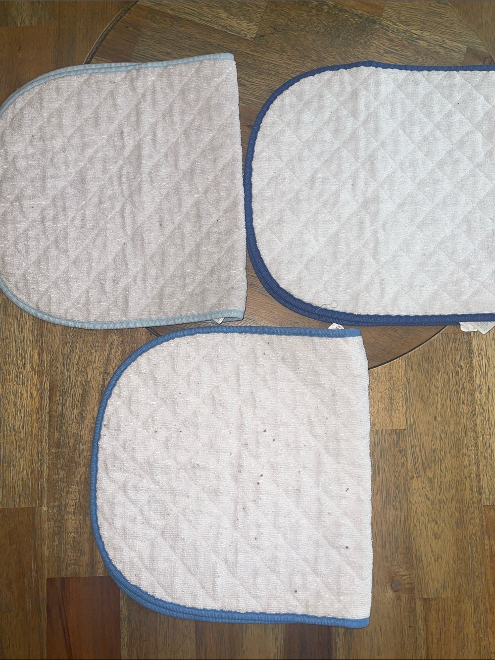 Cloud Island White Quilted Baby Changing Pads with Blue Trim Set of 3